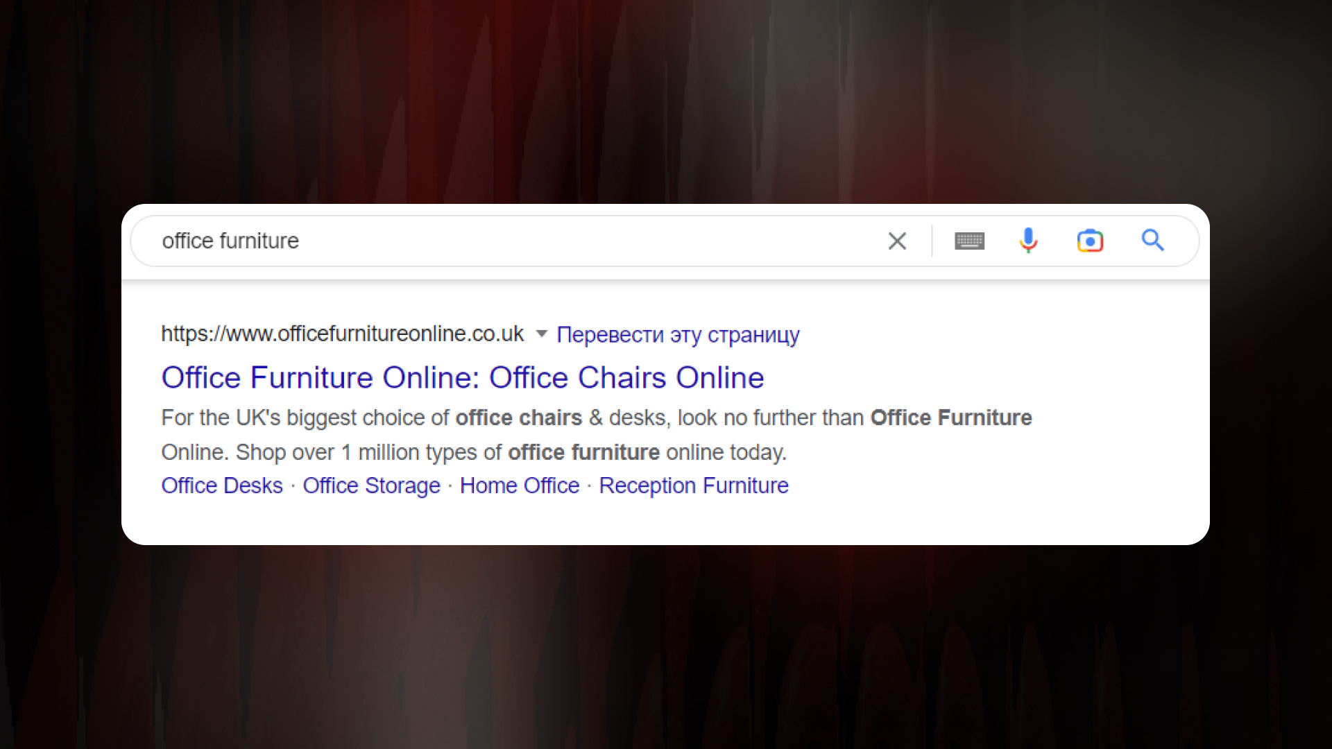 Keyword "office furniture" in the domain
