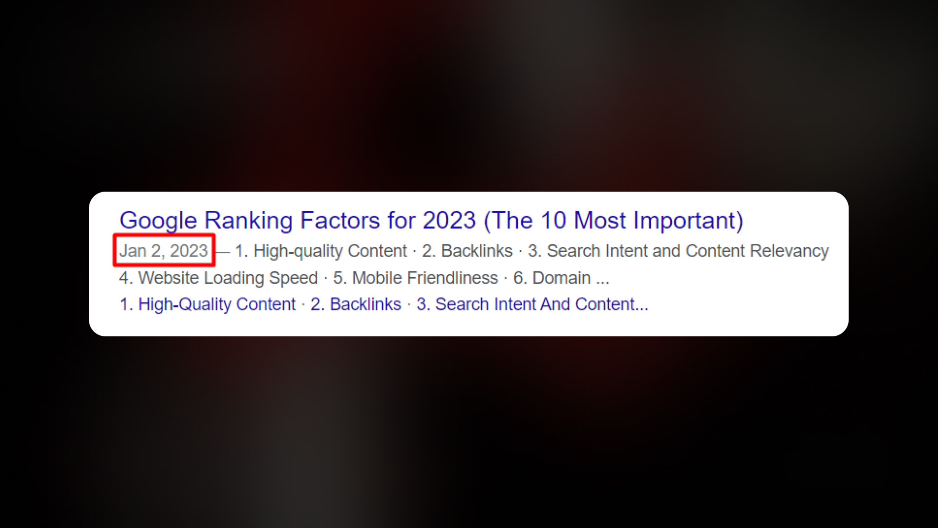 Content update in the SERP