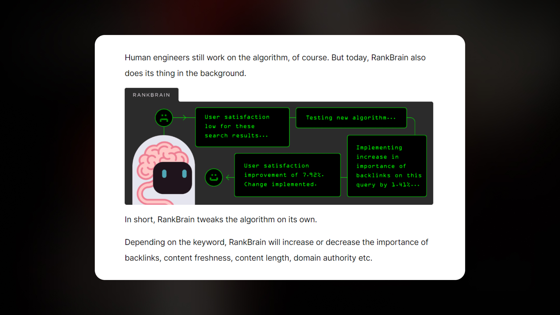 The article about RankBrain algorithm